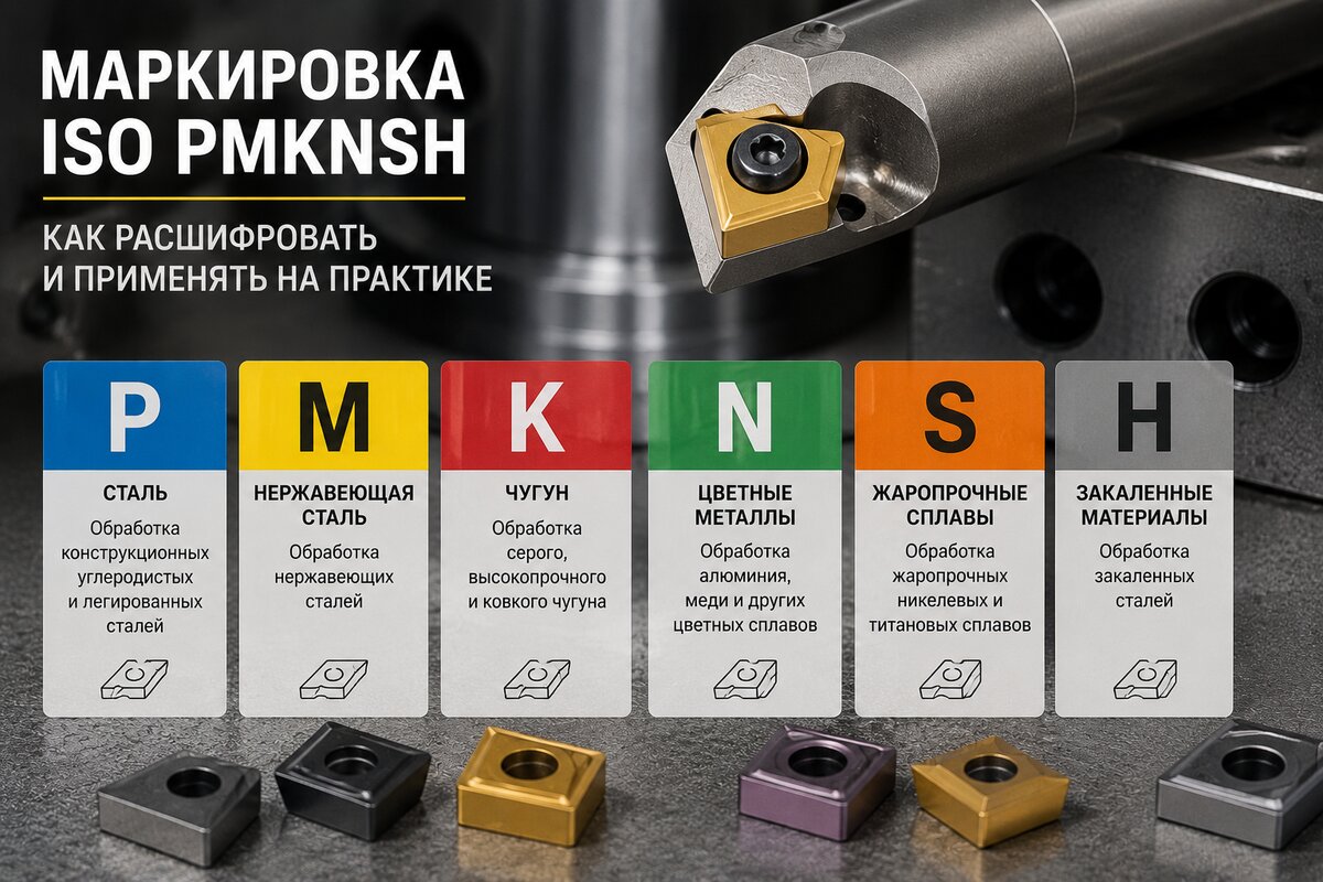 Как подобрать твердосплавную пластину под материал: ISO-маркировка P/M/K/N/S/H