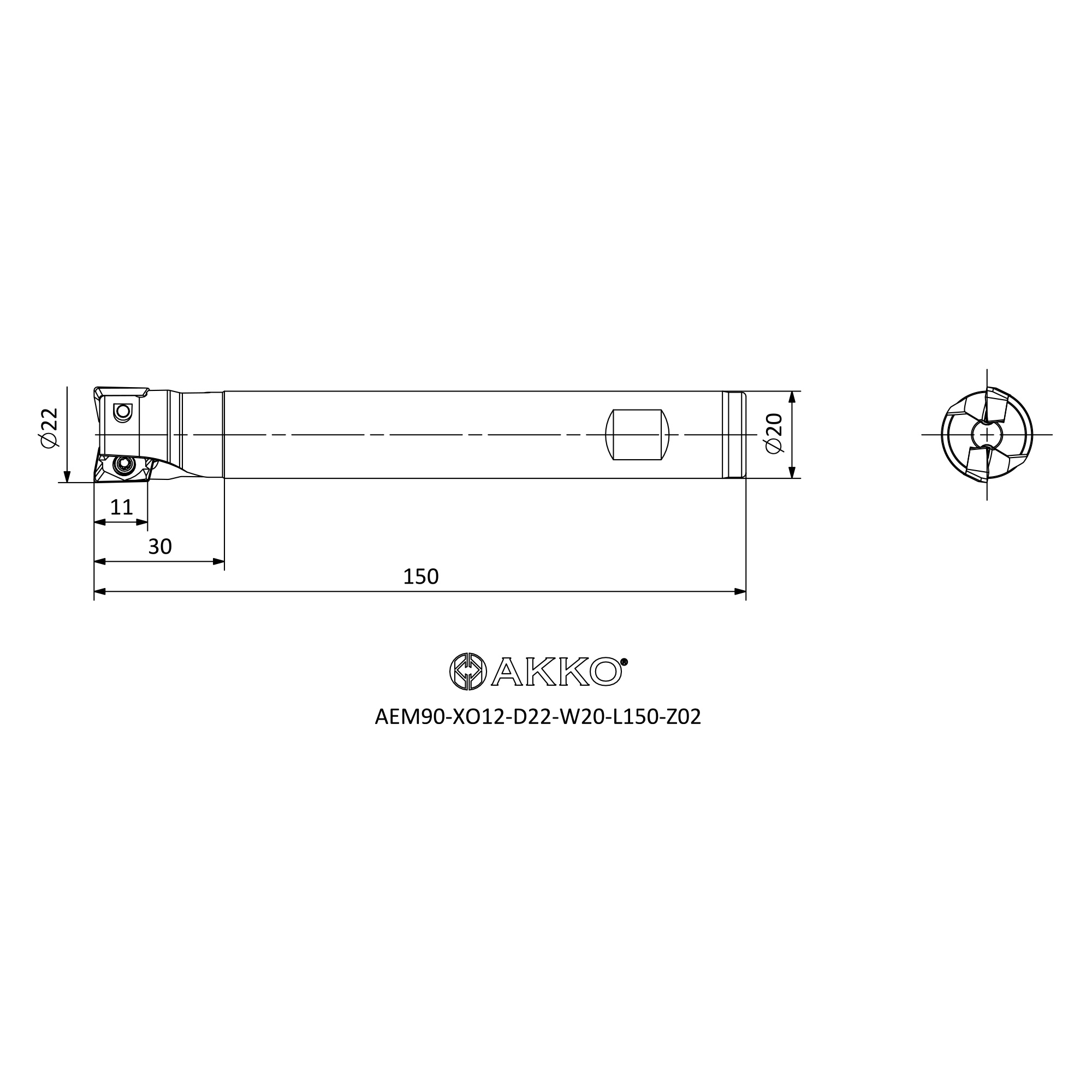 AKKO AEM90-XO12-D22-W20-L150-Z02 — фото 3