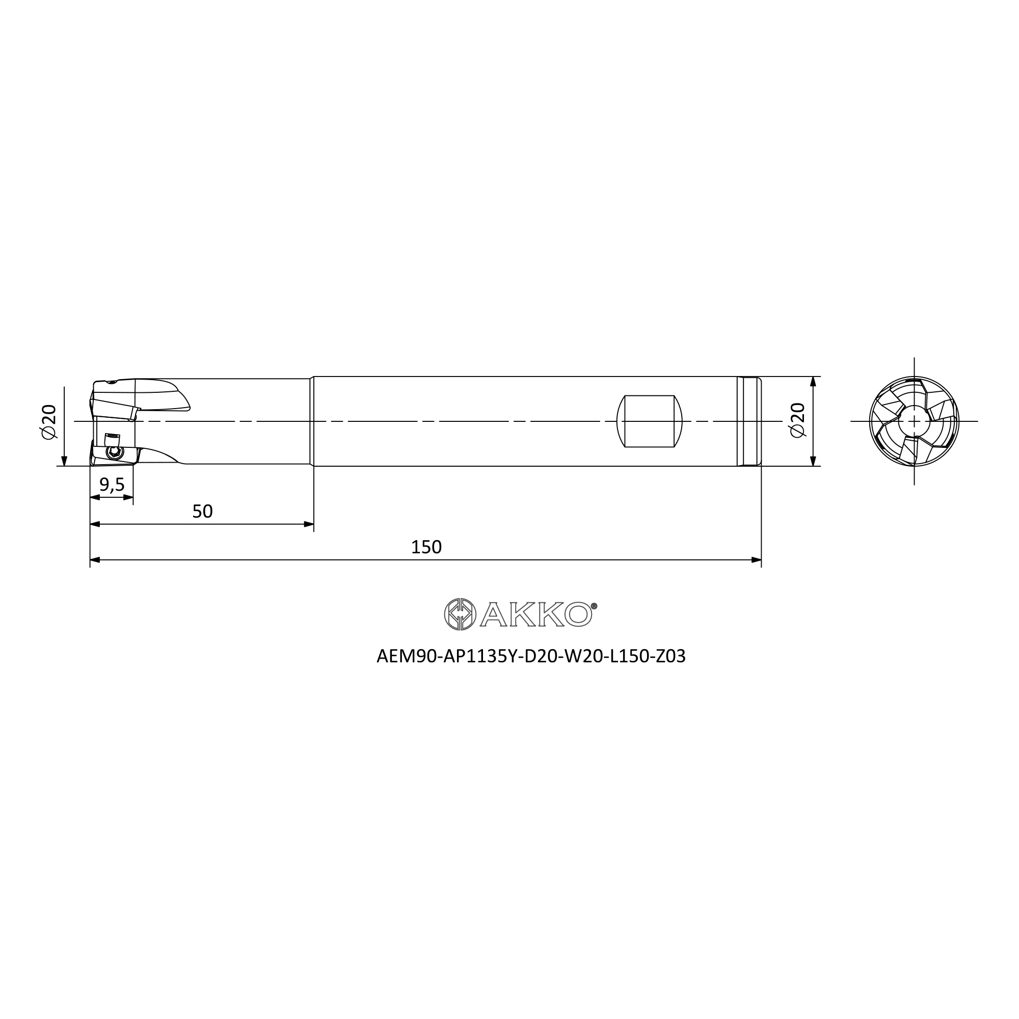 AKKO AEM90-AP1135Y-D20-W20-L150-Z03 — фото 3