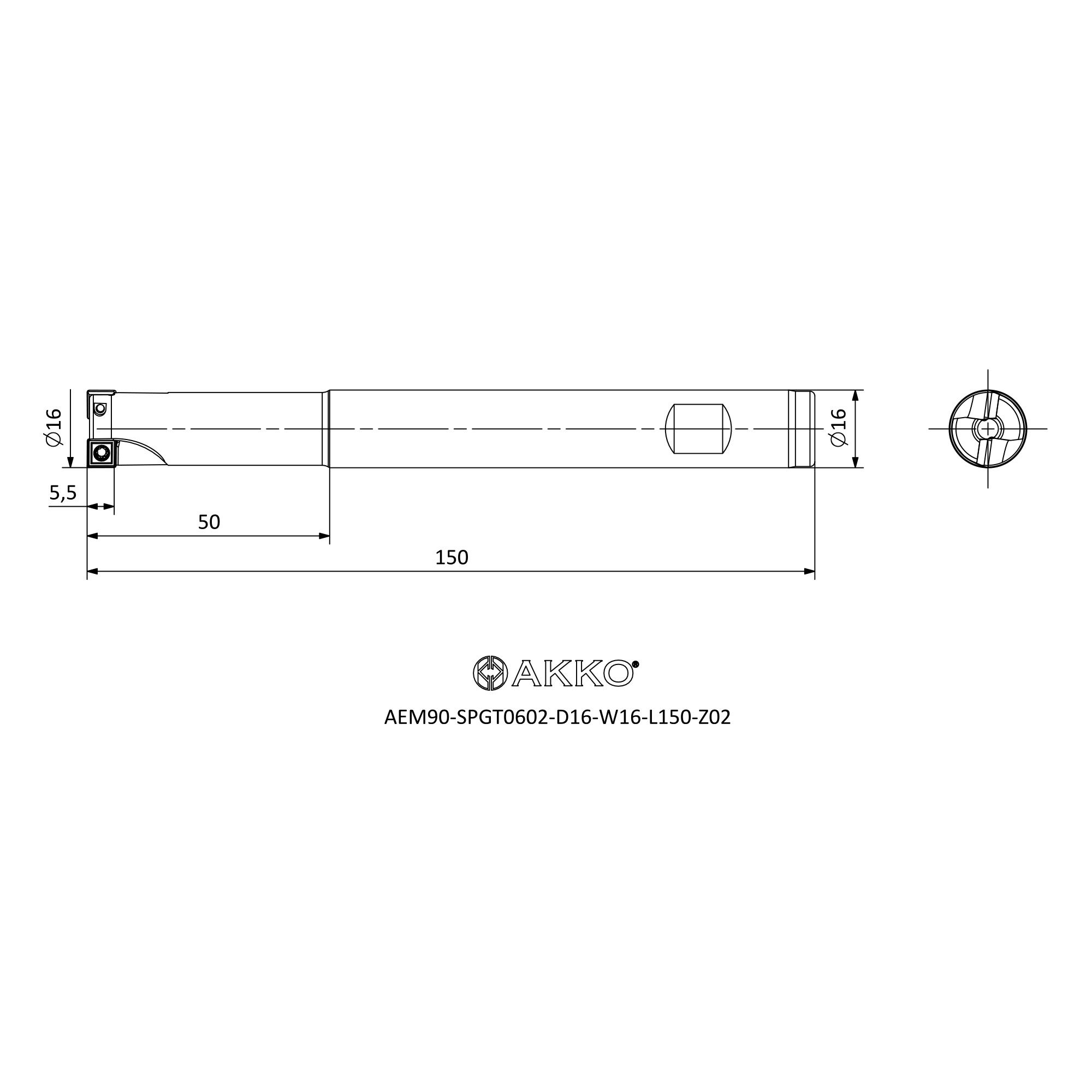AKKO AEM90-SPGT0602-D16-W16-L150-Z02 — фото 3