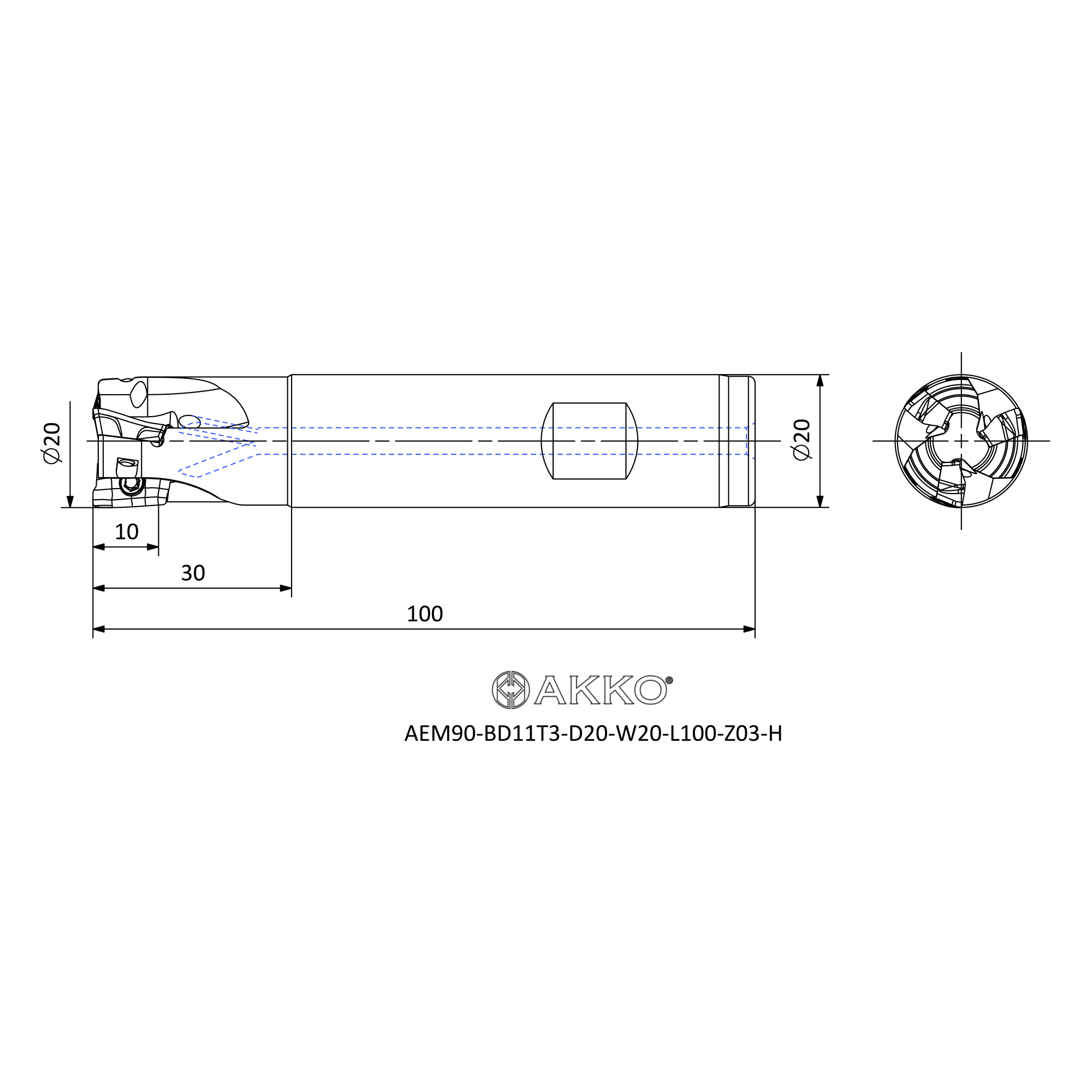 AKKO AEM90-BD11T3-D20-W20-L100-Z03-H — фото 3
