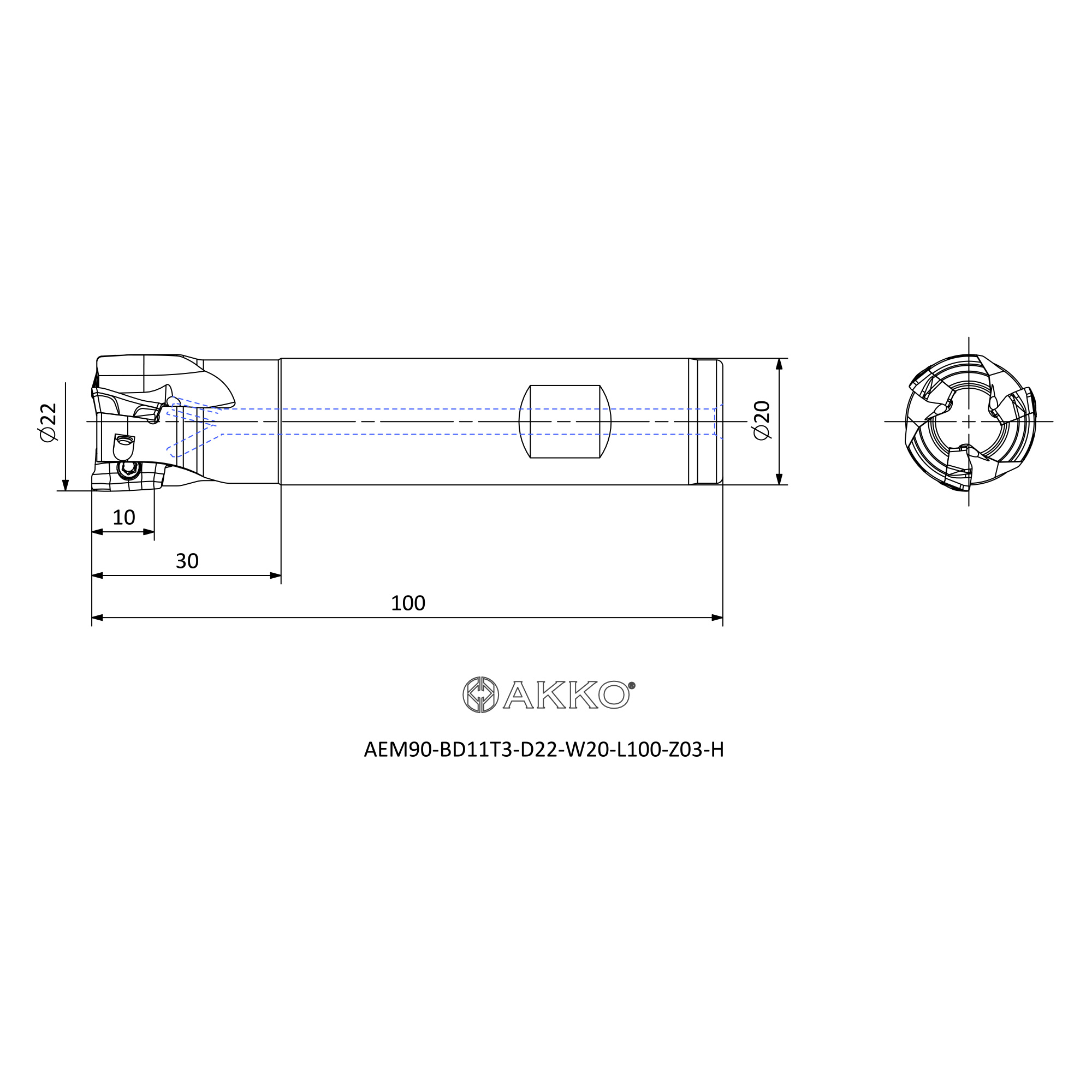 AKKO AEM90-BD11T3-D22-W20-L100-Z03-H — фото 3