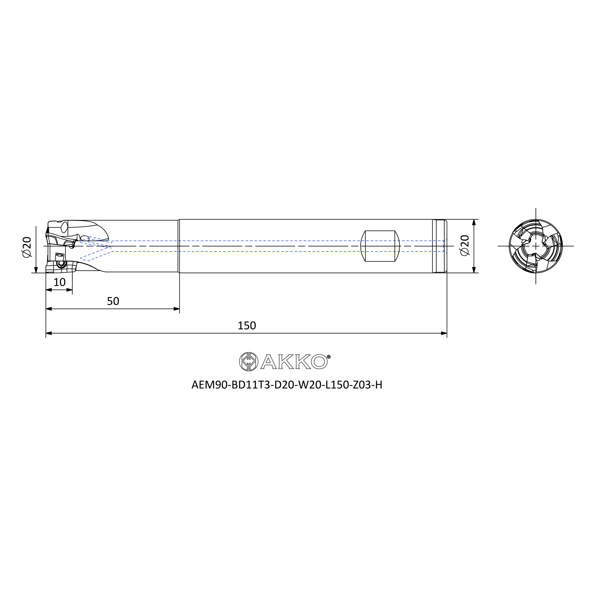 AKKO AEM90-BD11T3-D20-W20-L150-Z03-H — фото 3