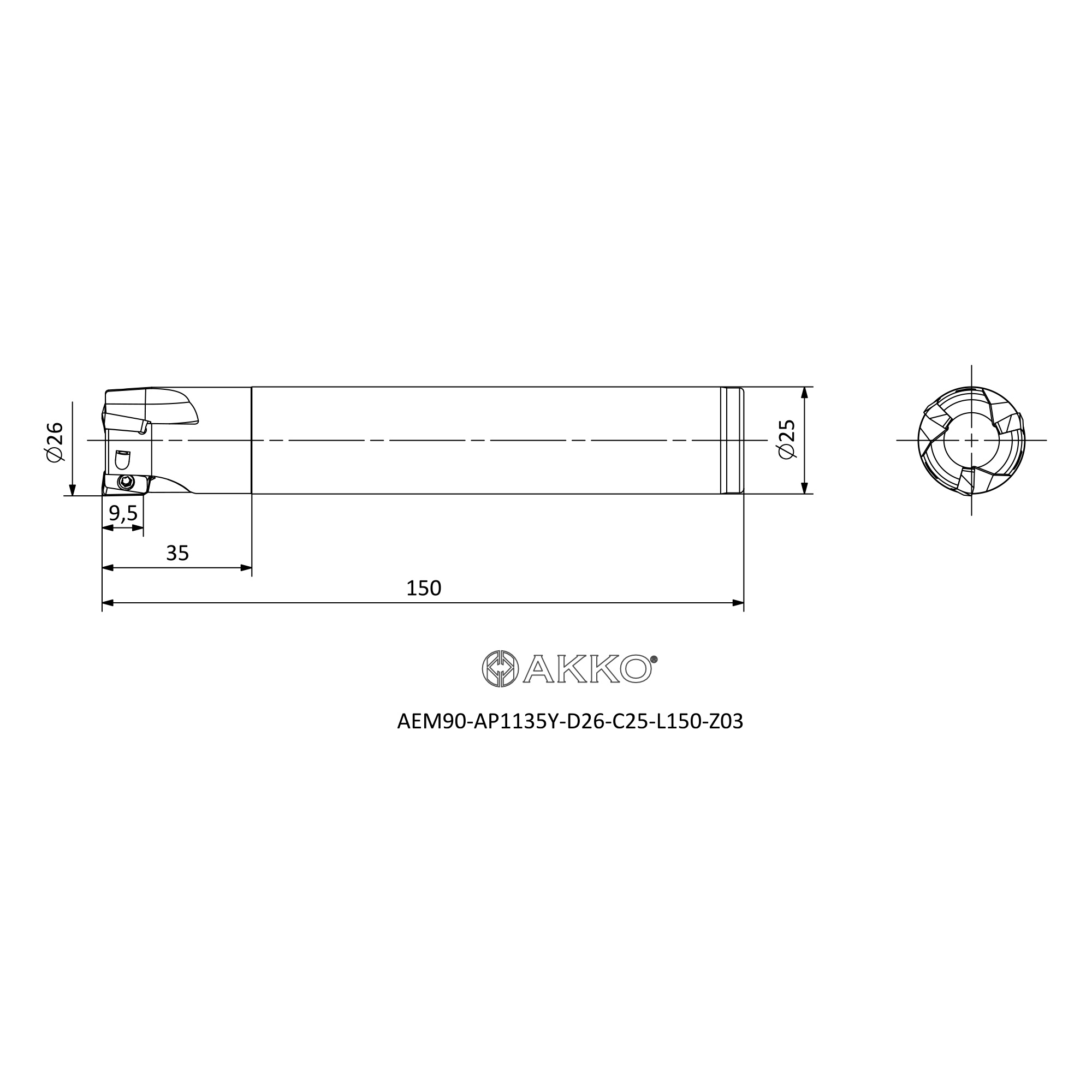 AKKO AEM90-AP1135Y-D26-C25-L150-Z03 — фото 3