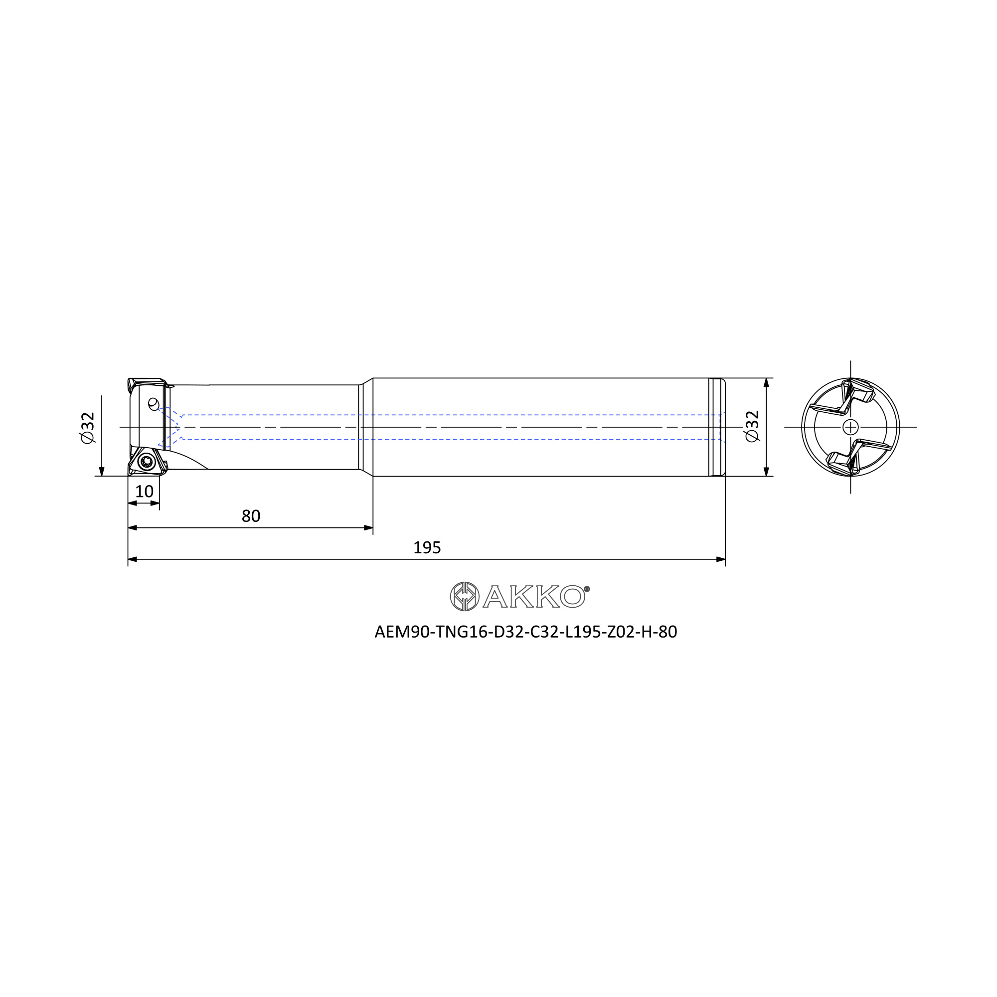 AKKO AEM90-TNG16-D32-C32-L195-Z02-H-80 — фото 3