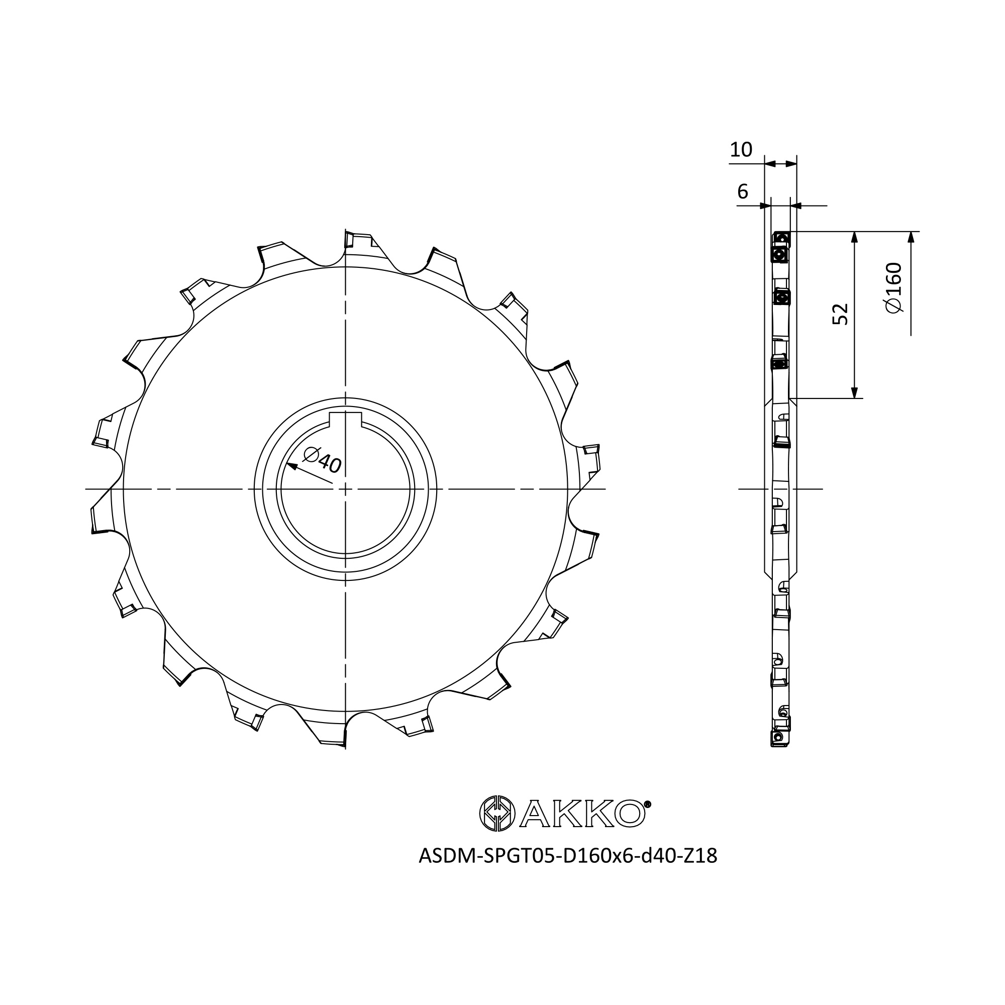 AKKO ASDM-SPGT05-D160x6-d40-Z18 — фото 3
