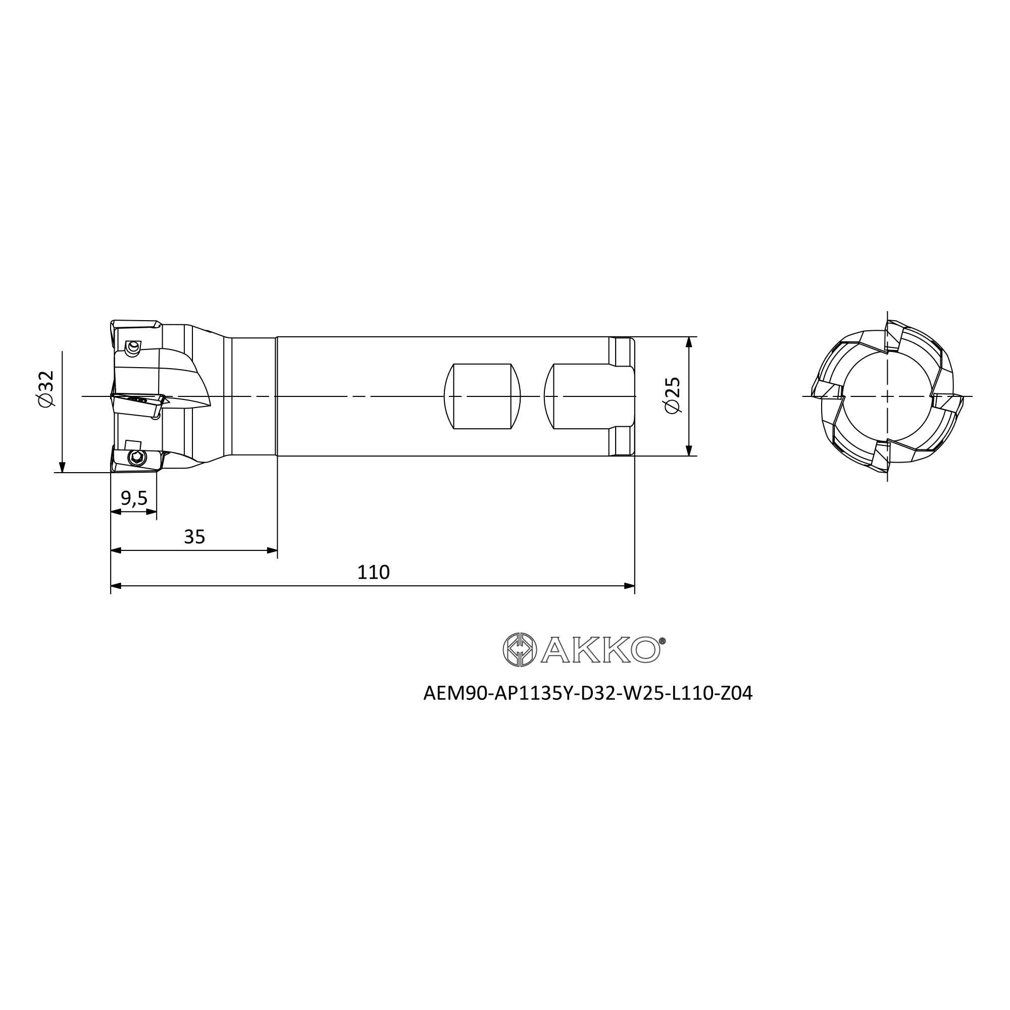 AKKO AEM90-AP1135Y-D32-W25-L110-Z04 — фото 3