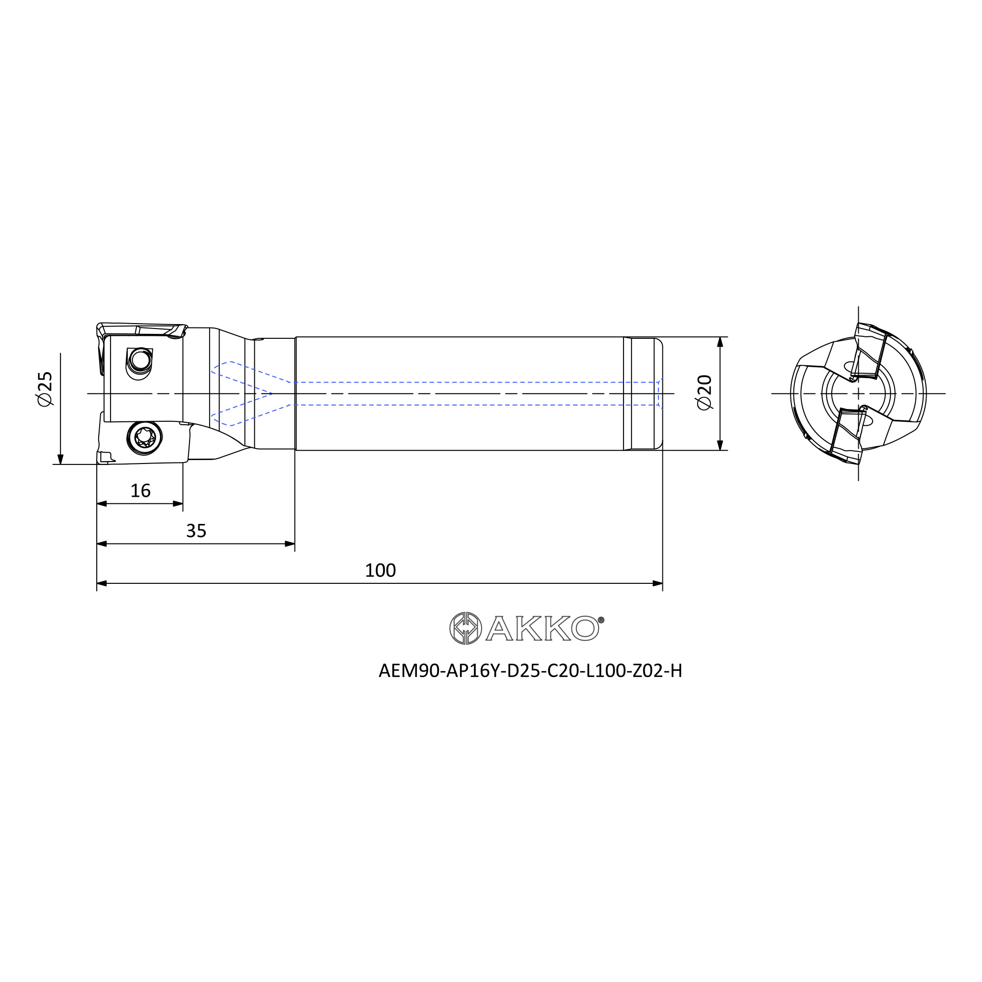 AKKO AEM90-AP16Y-D25-C20-L100-Z02-H — фото 3